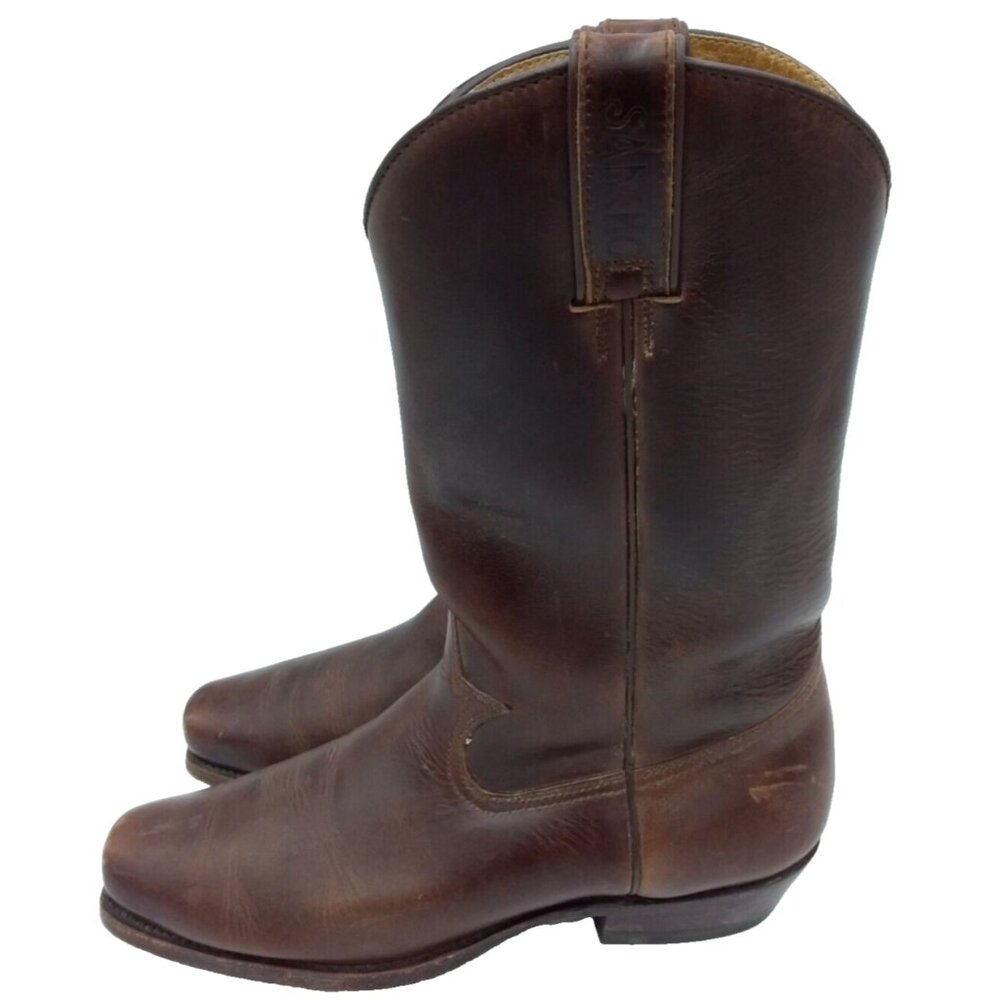 Sancho Men's Cowboy Boots Size 44 Brown Leather Snipped Toe Made in Spain 10 US - Picture 1 of 16